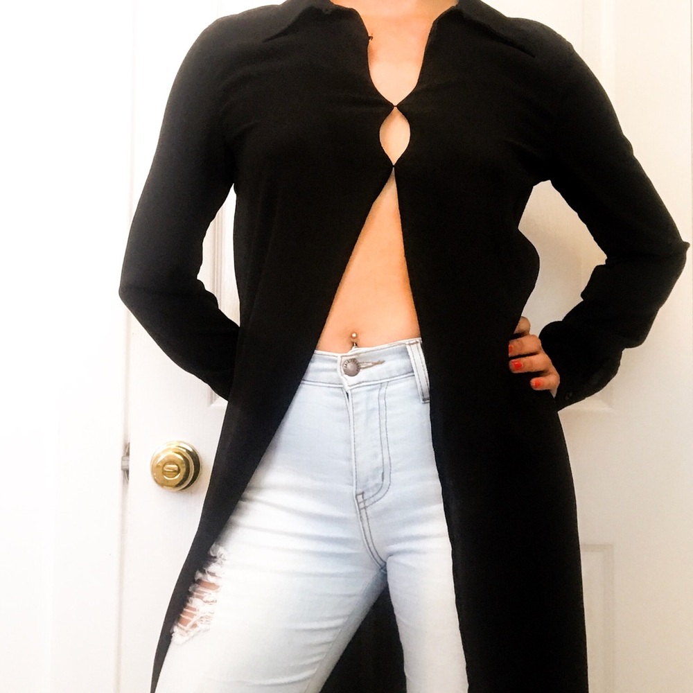 Black long sleeve maxi shirt dress XS